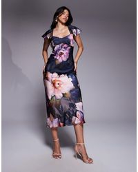 ASOS - – midikleid für besondere anlässe aus satin - Lyst