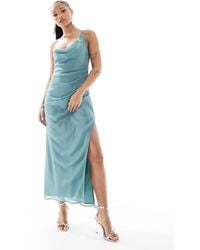 ASOS - Asos Design Petite Asymmetric Neck Maxi Dress With Draped Skirt And Cutaway Split - Lyst