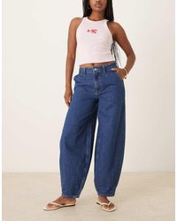 ASOS - Denim Jeans Met Wijde Ronde Pijpen En Afgeronde Zoom - Lyst