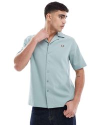Fred Perry - Camicia A Maniche Corte Con Colletto Con Rever Ghiaccio - Lyst