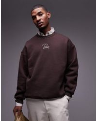TOPMAN - Sweatshirt Van Zware Stof Met Oversized Pasvorm En 'Paris'-Borduursel - Lyst