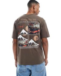 Only & Sons - Camiseta Marrón Extragrande Con Estampado De Montañas En La Espalda De -Verde - Lyst