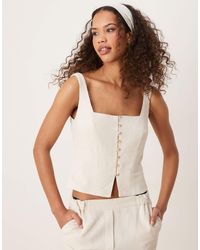 Stradivarius - Tailored Linen Look Square Neck Waistcoat Top - Lyst