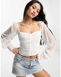 Hollister - Chiffon Long Sleeve Ruched Top - Lyst