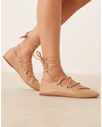 Mango - Leather Lace Up Flat Shoe - Lyst