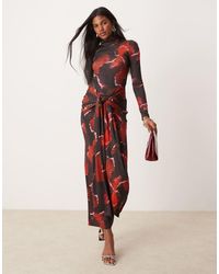Pretty Lavish - Maxi-Jurk Met Gestrikte Taille En Col - Lyst