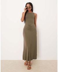ASOS - Sleeveless Slash Neck Ruched Front Maxi Dress - Lyst