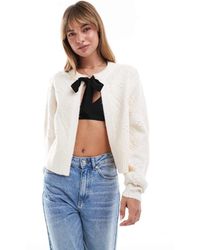 French Connection - Kitty Knitted Cardigan With Bow Detail - Lyst