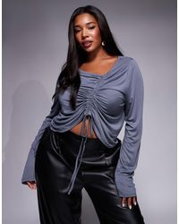 ASOS - Asos Design Curve Soft Handle Long Sleeve Top With Front Asymmetric Ruching - Lyst