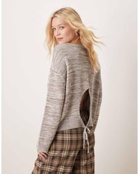 ASOS - Open Back Crew Neck Knit Jumper With Twisted Yarn - Lyst