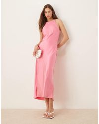 Gina Tricot - High Neck Satin Midi Dress - Lyst