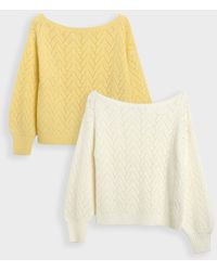 Threadbare - Pointelle Knit Slash Neck Jumpers - Lyst