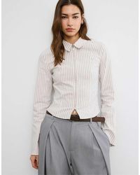 Stradivarius - Fitted Bengaline Shirt With Double Zip - Lyst