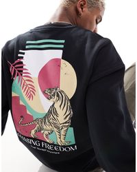 Jack & Jones - Oversized Sweatshirt With Tiger Back Print - Lyst