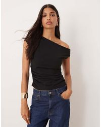 ASOS - Top Con Dettaglio Arricciato E Spalla Scoperta - Lyst