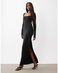 ASOS - Long Sleeve Maxi Dress With Back Cut Out And Ruching - Lyst