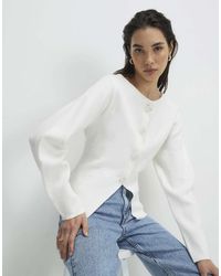 River Island - Knitted Floral Button Cardigan - Lyst