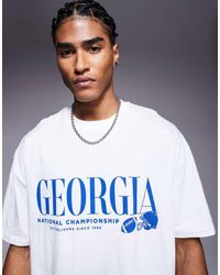 ASOS - Camiseta Blanca De Corte Cuadrado Extragrande Con Estampado Gráfico Deportivo De - Lyst