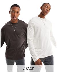 ASOS - 2 Pack Long Sleeve Crew Neck T-shirts - Lyst