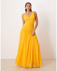 ASOS - Asos Design Tall Cami Strap Godet Maxi Dress With Seam Detail - Lyst