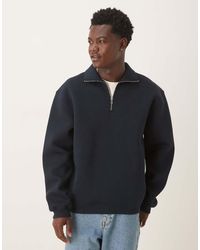 ASOS - Oversized Sweatshirt Van Scuba-Achtige Stof Met Opstaande Boord En Korte Rits - Lyst