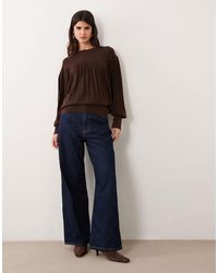 ASOS - Crew Neck Knitted Pleated Long Sleeve Jumper - Lyst