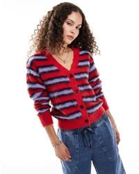 Collusion - Brushed Stripe V-neck Cardigan - Lyst