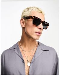 ASOS - Bevel Square Sunglasses With Smoke Lens - Lyst