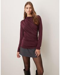 Vila - Long Sleeve High Neck Ruched Top - Lyst