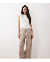 ASOS - Tall Tailored Wide Leg Turn Up Trousers With Linen - Lyst