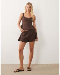 ASOS - Linen Blend Godet Mini Shorts - Lyst