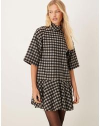 ASOS - High Neck Short Sleeve Mini Dress With Dropped Waist - Lyst