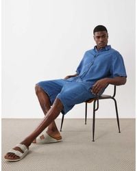 ASOS - Pull On Mid Length Linen Blend Denim Jorts - Lyst
