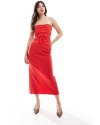 ASOS - Bengaline Midi Bandeau-Jurk Met Strik - Lyst