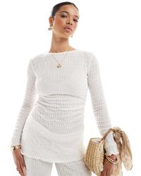 Pull&Bear - Asymmetrische Top Met Textuur En Lange Mouwen - Lyst