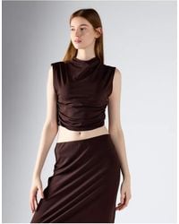 Glamorous - High Neck Ruched Crop Top - Lyst