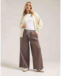 Yours Clothing - Stripe Wide Leg Trousers - Lyst