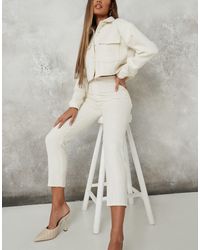 Missguided Брюки-сигареты Кремового Цвета Из Букле (от Комплекта)-кремовый - Многоцветный