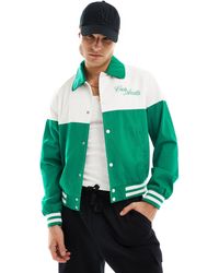 ASOS - Oversized Harrington Jacket With Embroidered Stitch Detail - Lyst