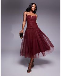 LACE & BEADS - Drop Hem Tulle Midaxi Dress - Lyst