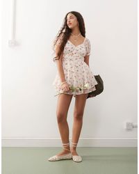 Miss Selfridge - Chiffon Rara Mini Playsuit - Lyst