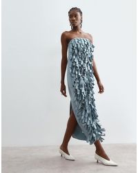 ARRANGE - Textural Satin Loop Bandeau Cocoon Midaxi Dress - Lyst