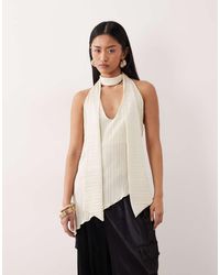 ASOS - Super Scoop Scarf Plisse Asymmetric Long Line Top Co-ord - Lyst