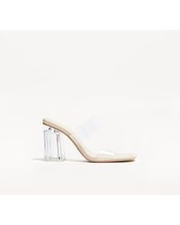 Bershka - Heeled Sandals With Vinyl Straps - Lyst