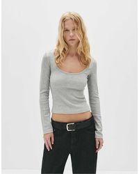 Pull&Bear - – geripptes, langärmliges shirt - Lyst