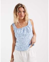 Vero Moda - Gathered Neckline Lace Tank Top - Lyst