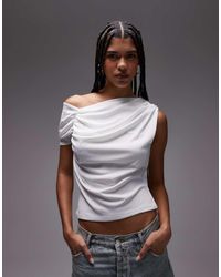 TOPSHOP - Ruched Detail One Shoulder Top - Lyst