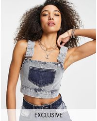 Reclaimed (vintage) - Inspired Patchwork Utility Denim Top Co-ord - L - Lyst