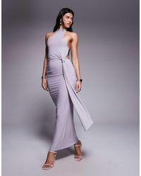 ASOS - Slinky Knot Front Cowl Neck Maxi Dress - Lyst