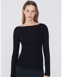 Tezenis - Long-Sleeved Viscose Top With Boat Neck - Lyst